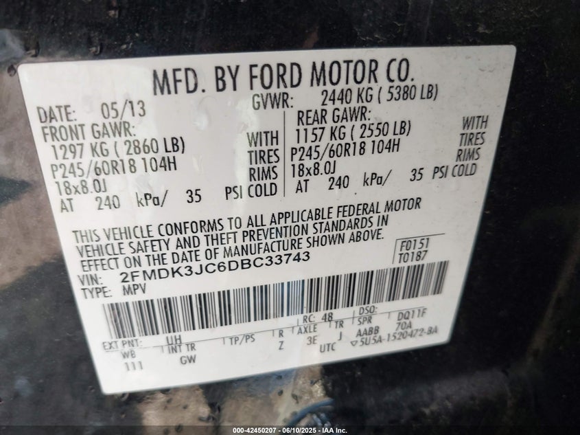 2013 FORD EDGE SEL - 2FMDK3JC6DBC33743