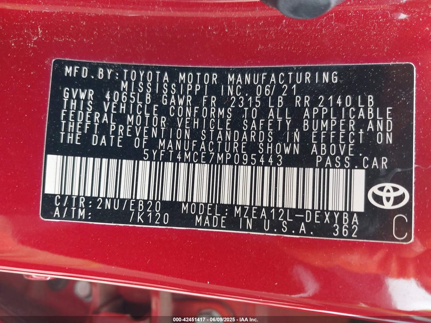 2021 TOYOTA COROLLA XSE - 5YFT4MCE7MP095443