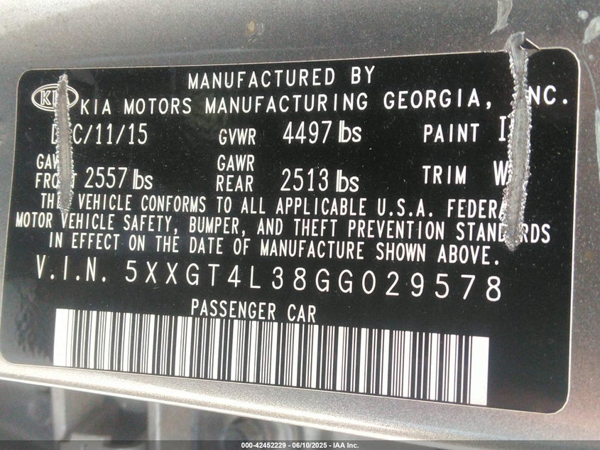 2016 KIA OPTIMA LX - 5XXGT4L38GG029578