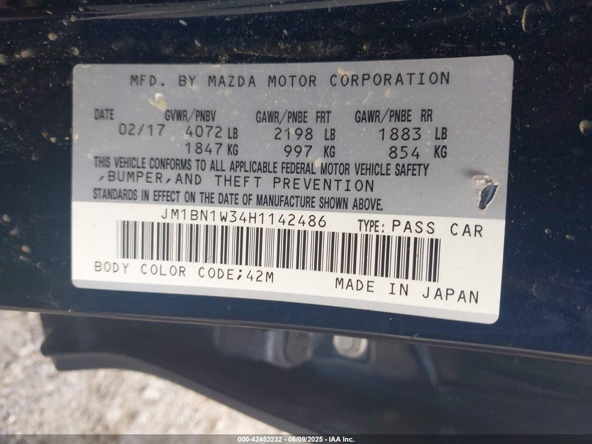 JM1BN1W34H1142486 2017 MAZDA 3 photo no. 9