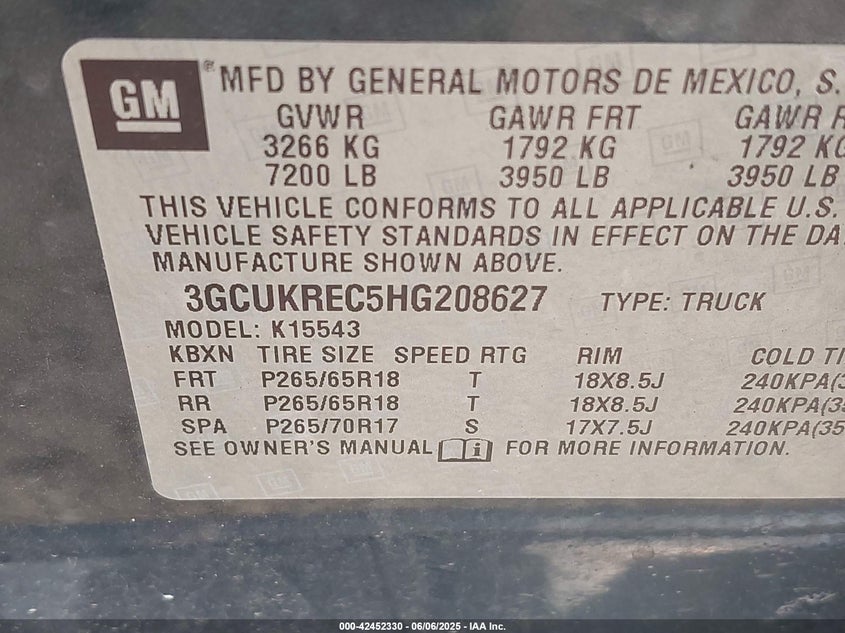 2017 CHEVROLET SILVERADO 1500 2LT - 3GCUKREC5HG208627