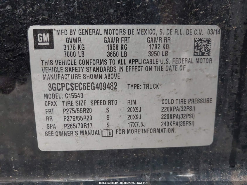 2014 CHEVROLET SILVERADO 1500 1LZ - 3GCPCSEC6EG409482