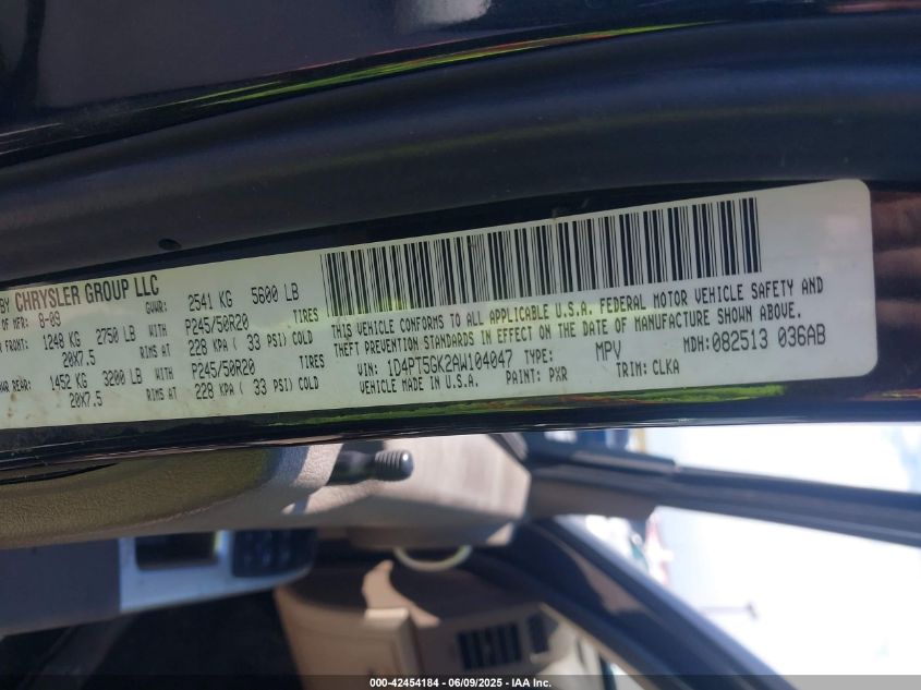 2010 Dodge Nitro Sxt VIN: 1D4PT5GK2AW104047 Lot: 42454184