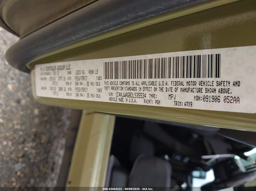2013 JEEP WRANGLER / VIN: 1C4AJWAG8DL535534
