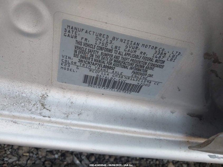 2014 NISSAN VERSA 1.6 SV - 3N1CN7AP7EL809852