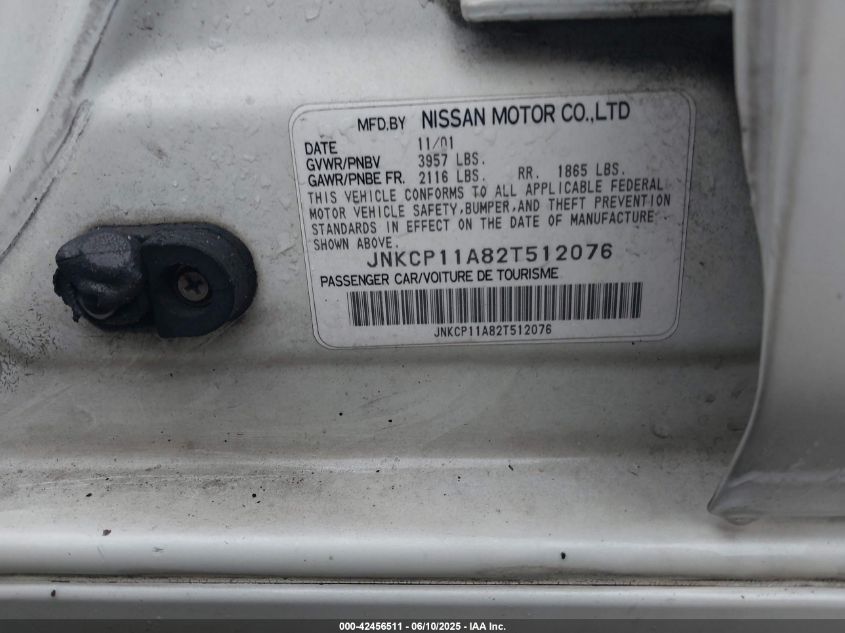 2002 Infiniti G20 Luxury VIN: JNKCP11A82T512076 Lot: 42456511