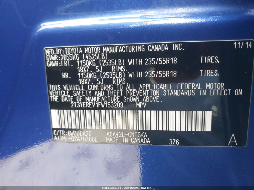 2015 TOYOTA RAV4 LIMITED - 2T3YFREV1FW153209