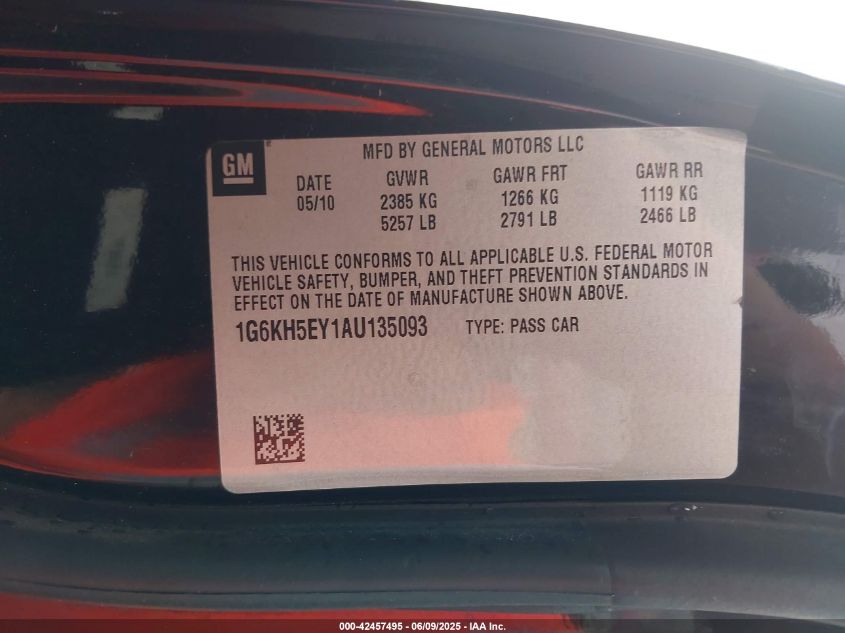 2010 Cadillac Dts Premium Collection VIN: 1G6KH5EY1AU135093 Lot: 42457495