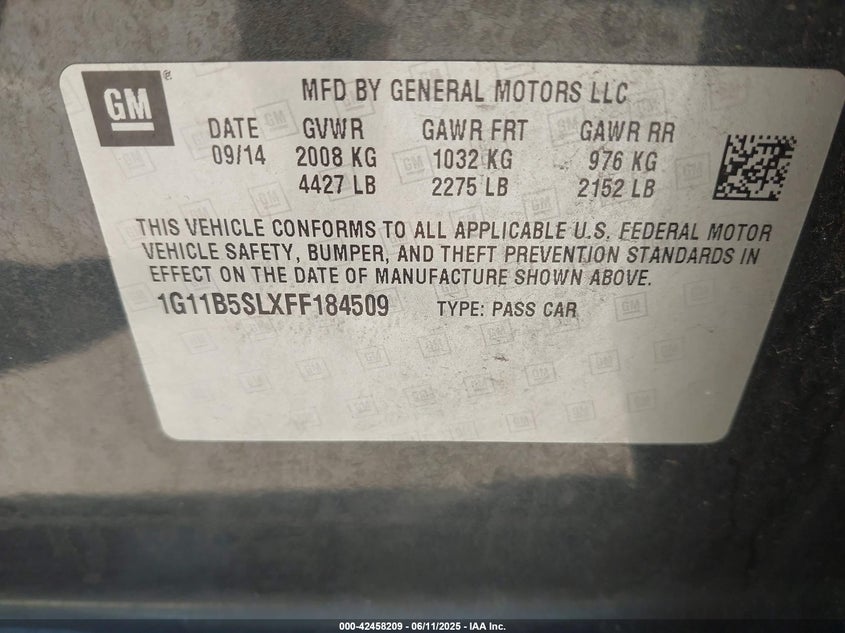 2015 CHEVROLET MALIBU LS - 1G11B5SLXFF184509