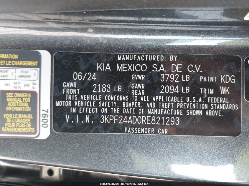 2024 KIA FORTE LX - 3KPF24AD0RE821293