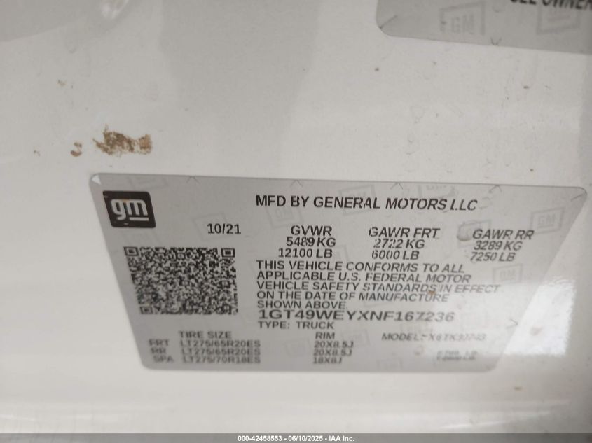 2022 GMC Sierra 3500hd - 1GT49WEYXNF167236