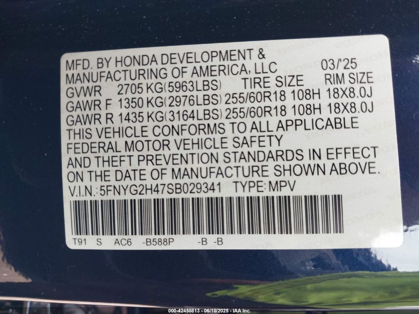 2025 Honda Pilot - 5FNYG2H47SB029341