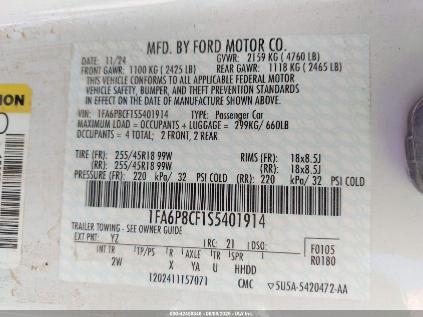 2025 Ford Mustang - 1FA6P8CF1S5401914