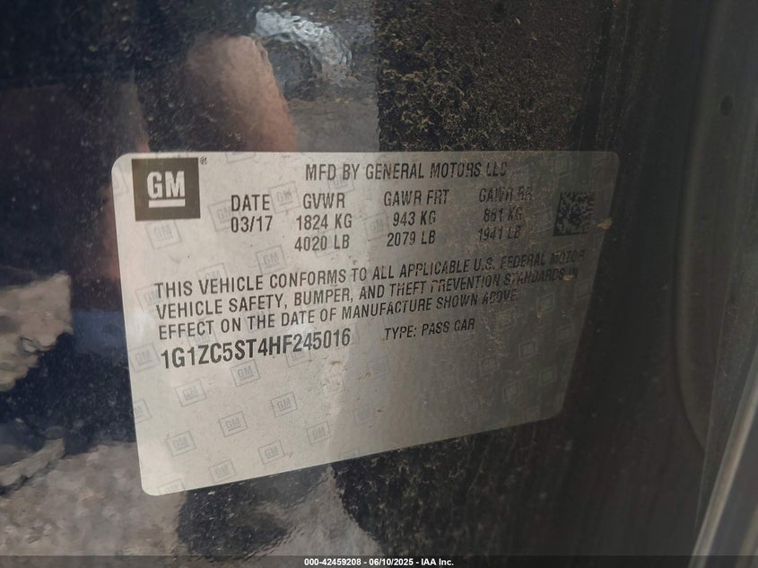 2017 CHEVROLET MALIBU 1FL - 1G1ZC5ST4HF245016