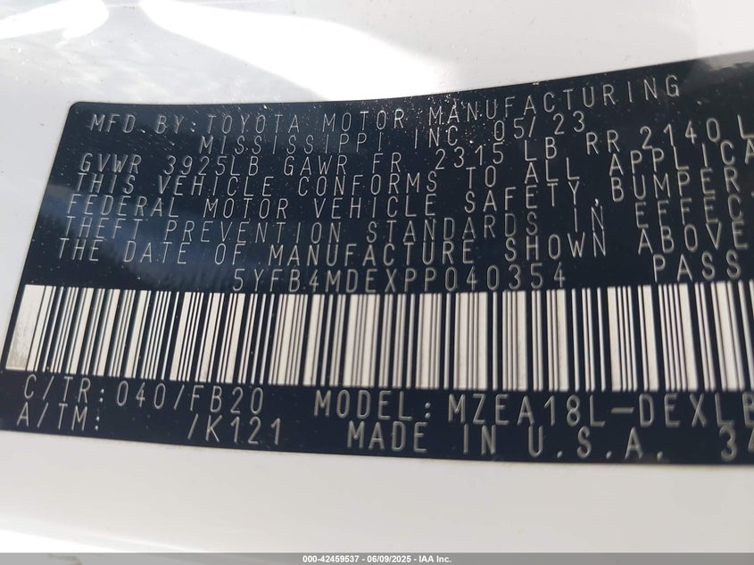 2023 TOYOTA COROLLA LE - 5YFB4MDEXPP040354