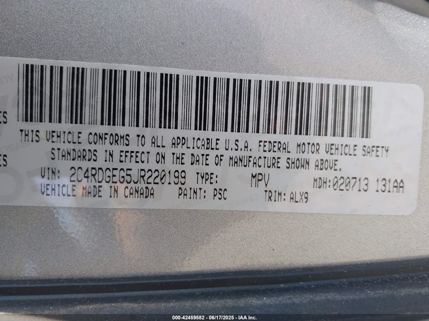 2018 DODGE GRAND CARAVAN GT - 2C4RDGEG5JR220199