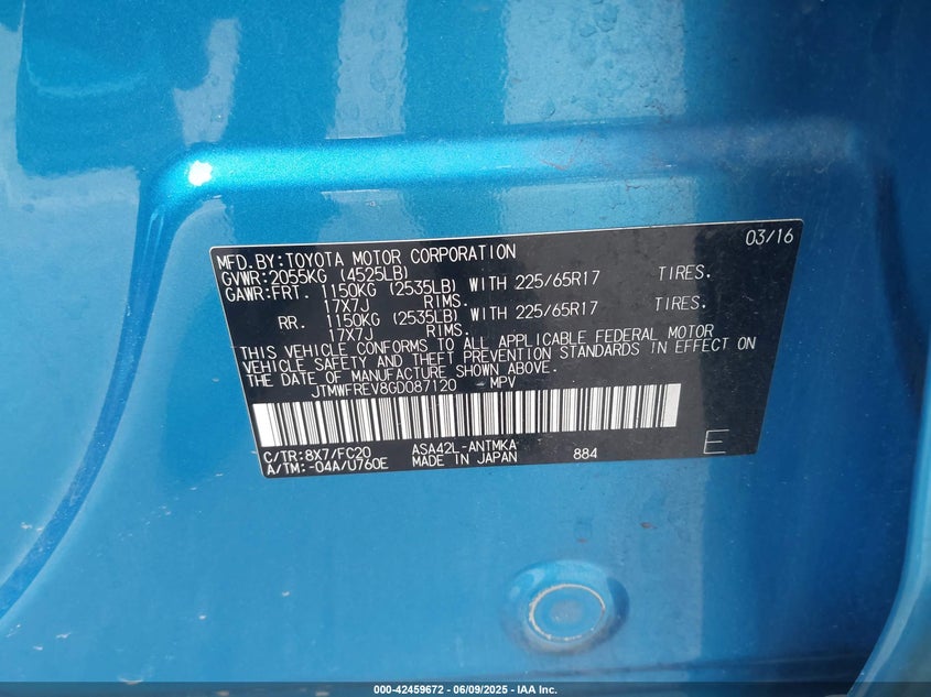 2016 TOYOTA RAV4 XLE - JTMWFREV8GD087120