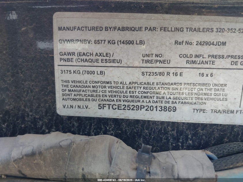 2023 FELLING TRAILERS UNKNOWN(VIN: 5FTCE2529P2013869