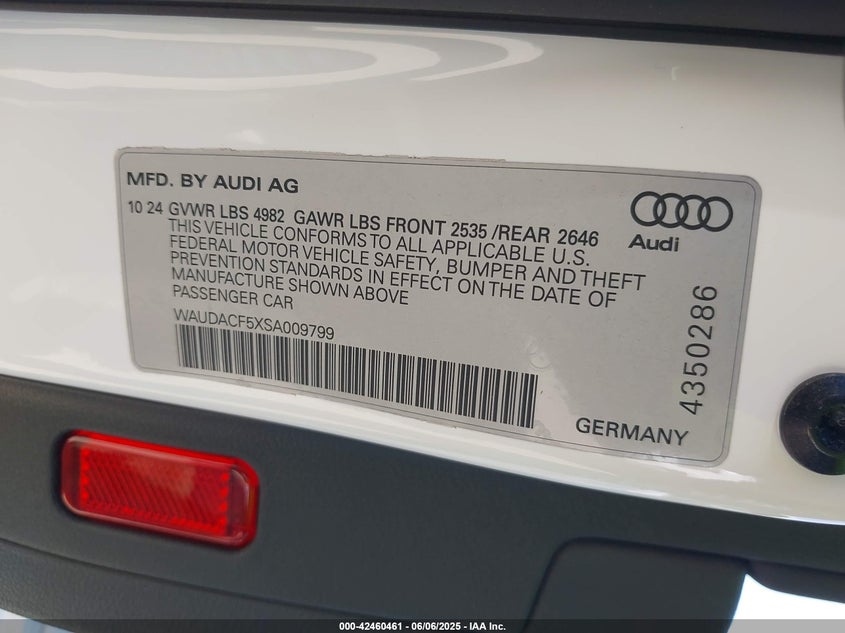 2025 AUDI A5 SPORTBACK PREMIUM 45 TFSI S LINE QUATTRO S TRONIC - WAUDACF5XSA009799