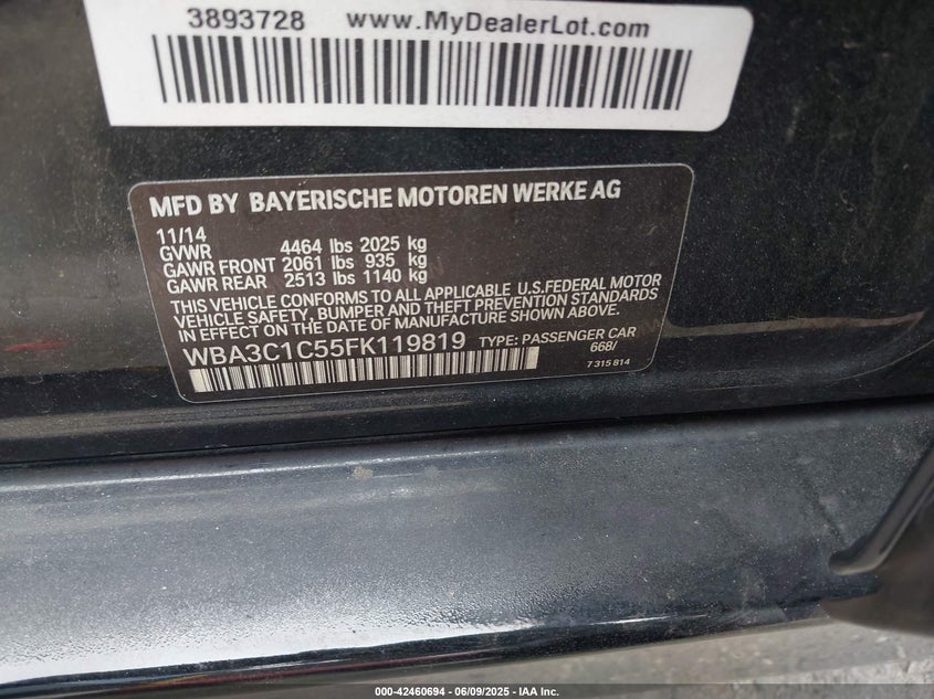 2015 BMW 328I - WBA3C1C55FK119819