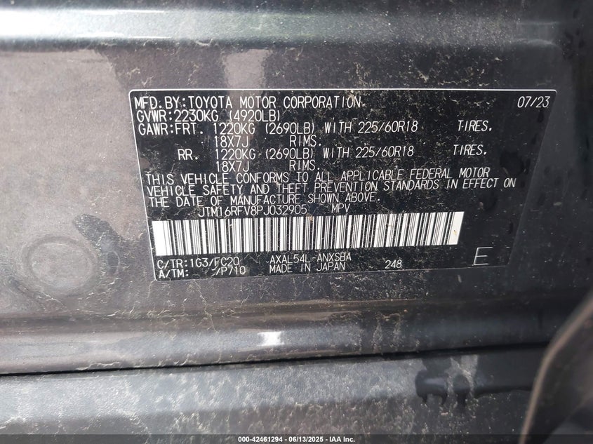 2023 TOYOTA RAV4 HYBRID VIN: JTM16RFV8PJ032905