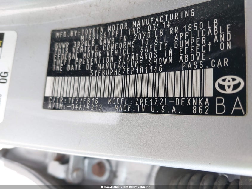 2014 TOYOTA COROLLA LE - 5YFBURHE7EP101146