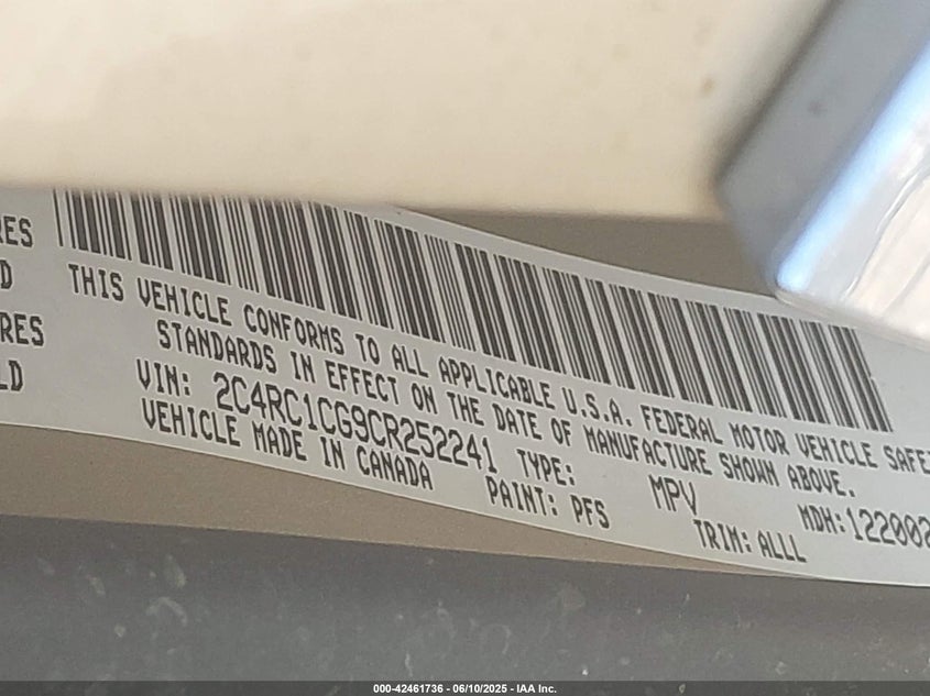 2012 Chrysler Town & Country Touring-L VIN: 2C4RC1CG9CR252241 Lot: 42461736