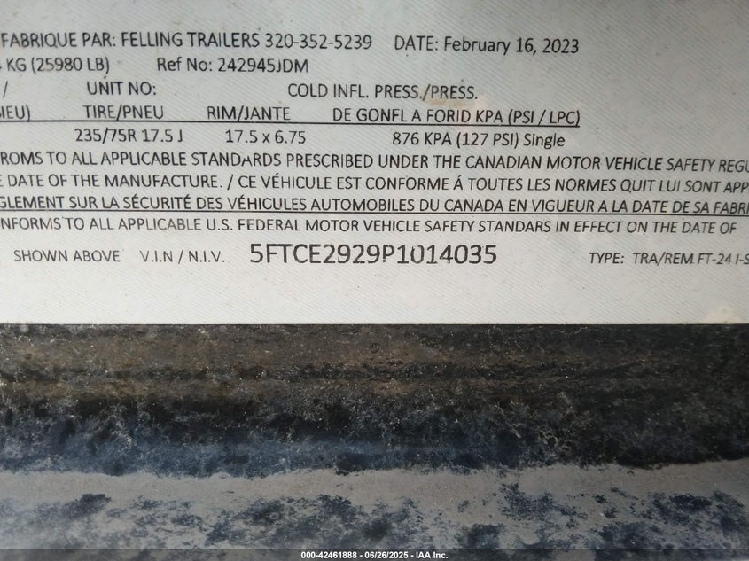 2023(VIN: 5FTCE2929P1014035
