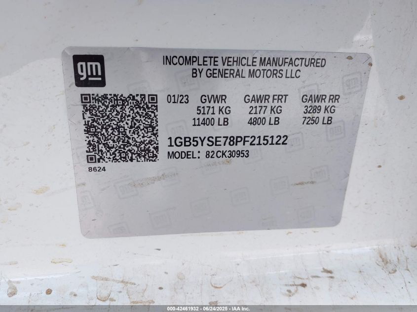 2023 Chevrolet Silverado 3500Hd 4Wd Double Cab Long Bed Wt VIN: 1GB5YSE78PF215122 Lot: 42461932