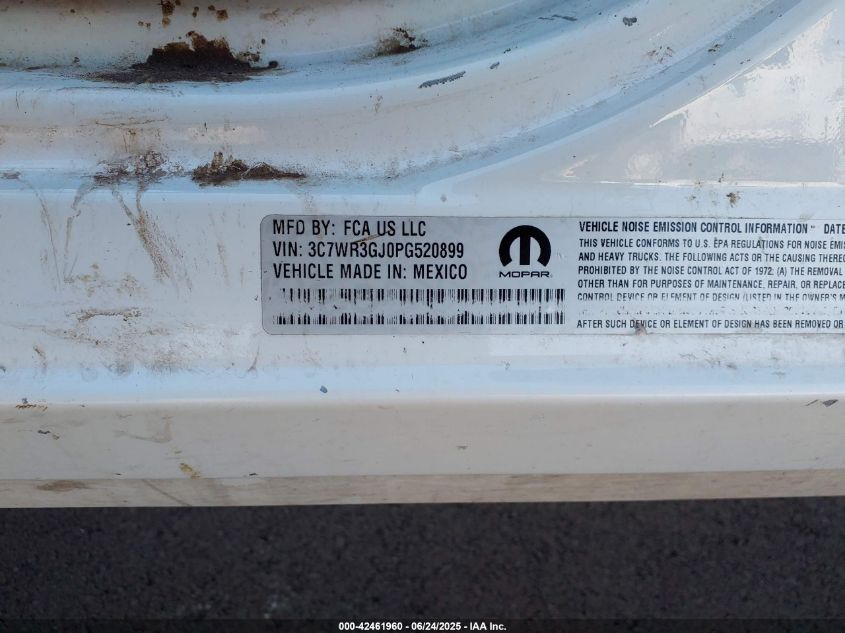 2023 Ram 3500 Tradesman 4X4 8' Box VIN: 3C7WR3GJ0PG520899 Lot: 42461960