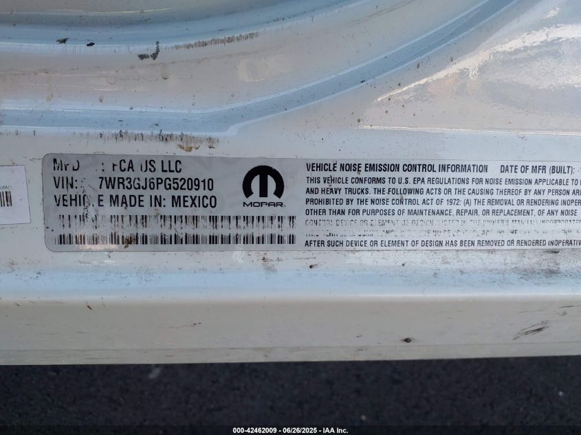 2023 Ram 3500 Tradesman 4X4 8' Box VIN: 3C7WR3GJ6PG520910 Lot: 42462009