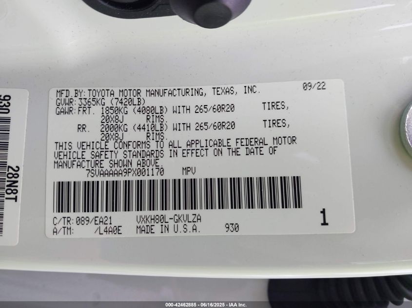 2023 Toyota Sequoia - 7SVAAAAA9PX001170