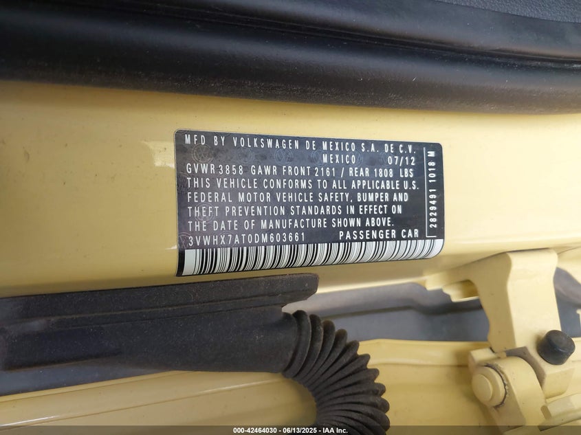2013 VOLKSWAGEN BEETLE 2.5L - 3VWHX7AT0DM603661