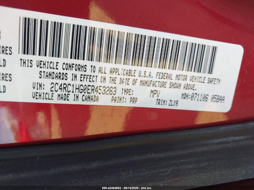 2014 Chrysler Town & Country S VIN: 2C4RC1HG0ER453263 Lot: 42464652