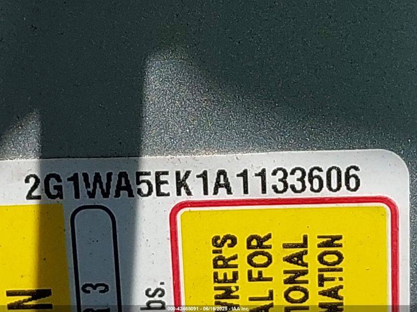 2010 Chevrolet Impala Ls VIN: 2G1WA5EK1A1133606 Lot: 42465091