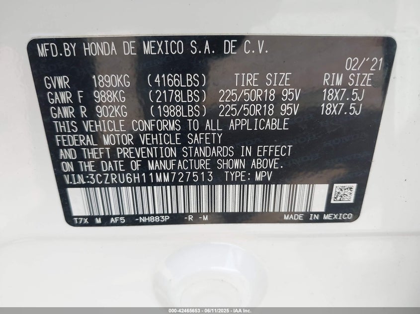 2021 HONDA HR-V AWD SPORT - 3CZRU6H11MM727513