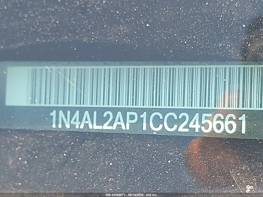 2012 NISSAN ALTIMA VIN: 1N4AL2AP1CC245661
