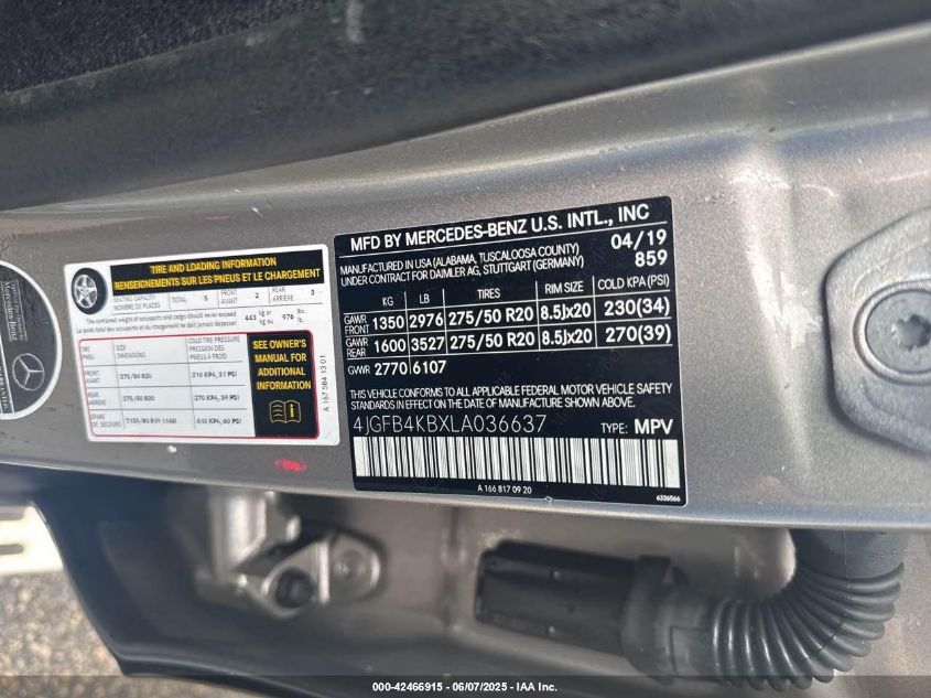 2020 Mercedes-Benz GLE-Class - 4JGFB4KBXLA036637