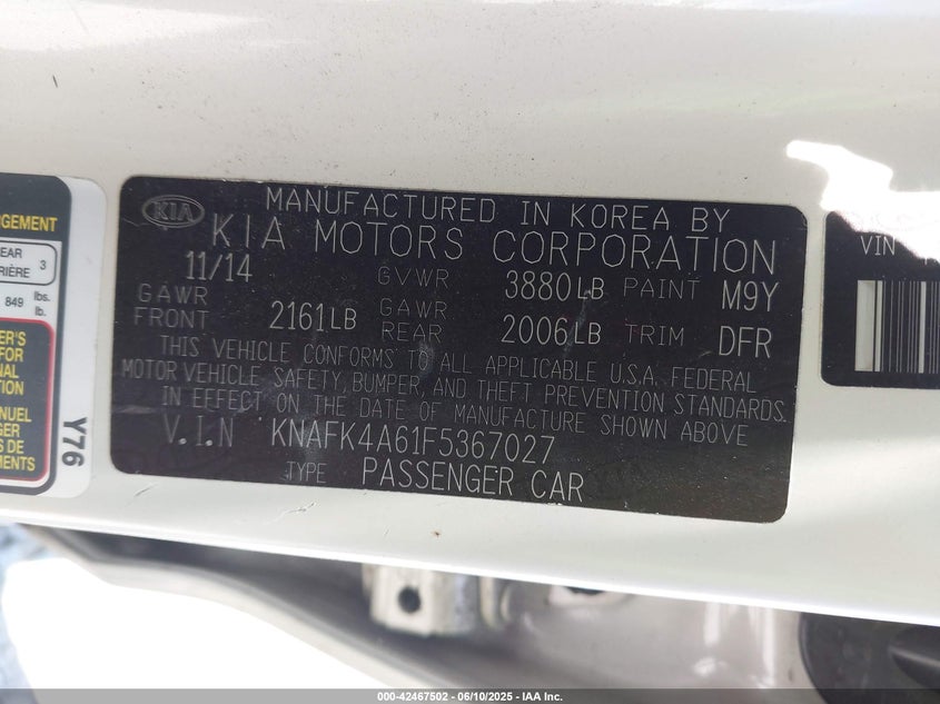 2015 KIA FORTE LX - KNAFK4A61F5367027