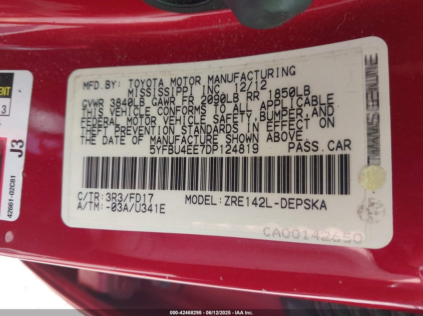 2013 TOYOTA COROLLA S - 5YFBU4EE7DP124819