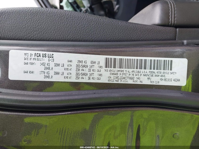 2019 DODGE DURANGO GT PLUS AWD - 1C4RDJDG4KC770602