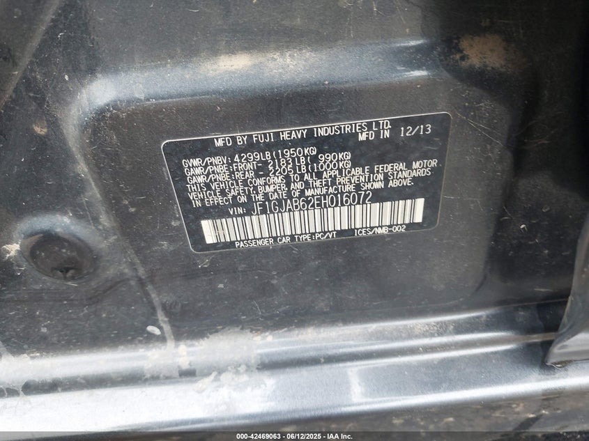 2014 SUBARU IMPREZA 2.0I PREMIUM - JF1GJAB62EH016072