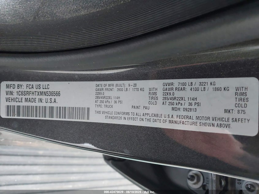 2021 RAM 1500 LIMITED  4X4 5'7 BOX - 1C6SRFHTXMN536566