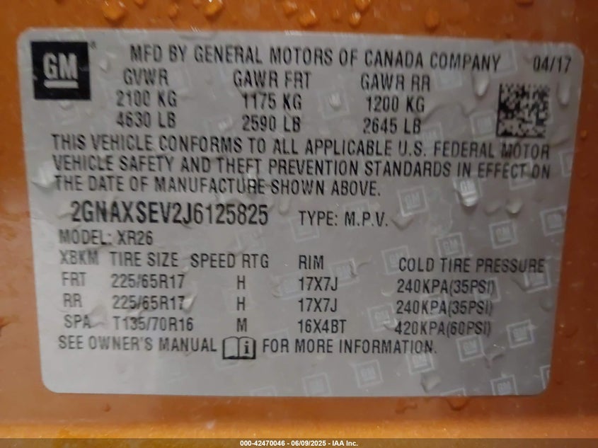 2018 CHEVROLET EQUINOX LT - 2GNAXSEV2J6125825