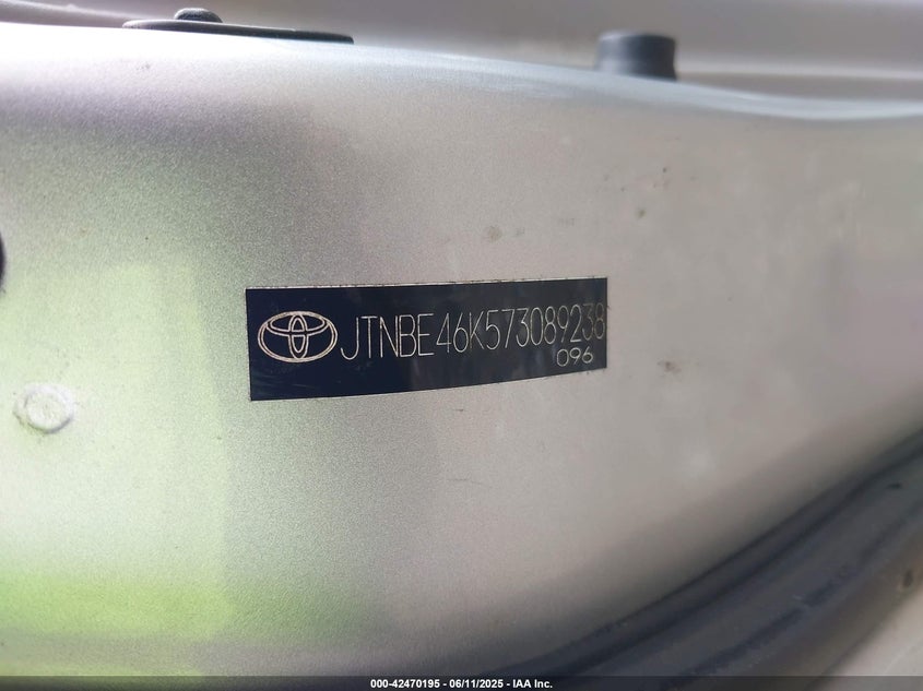 2007 TOYOTA CAMRY VIN: JTNBE46K573089238