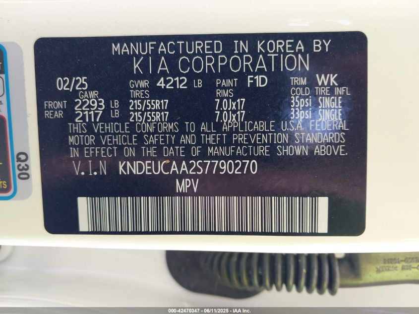 2025 Kia Seltos S VIN: KNDEUCAA2S7790270 Lot: 61576085