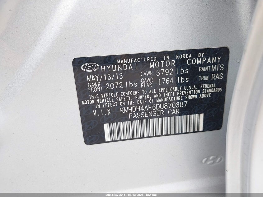2013 HYUNDAI ELANTRA GLS - KMHDH4AE6DU870387