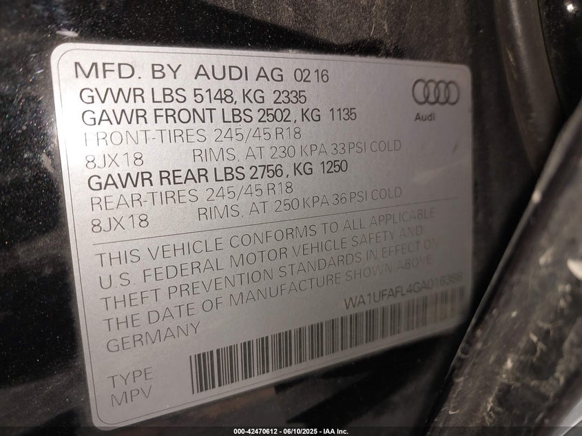 2016 AUDI ALLROAD 2.0T PREMIUM - WA1UFAFL4GA016398