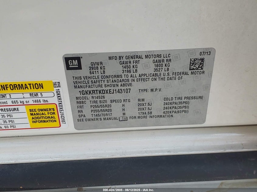 2014 GMC ACADIA DENALI - 1GKKRTKDXEJ143107