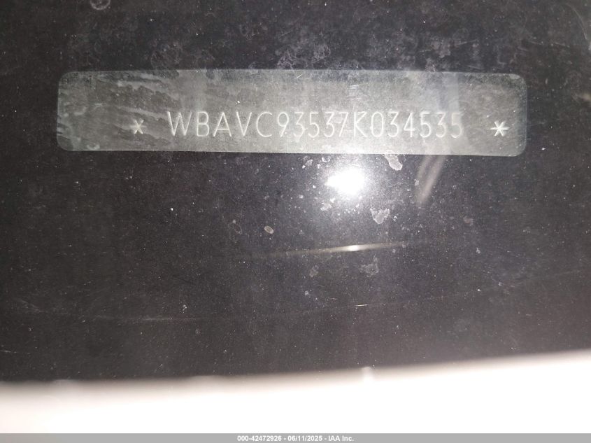 2007 BMW 328Xi VIN: WBAVC93537K034535 Lot: 42472926